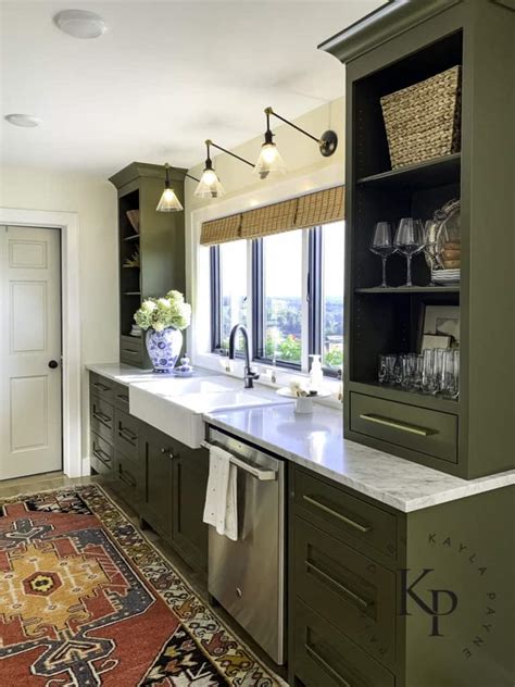 Olive Green Kitchen Cabinets Painted By Kayla Payne