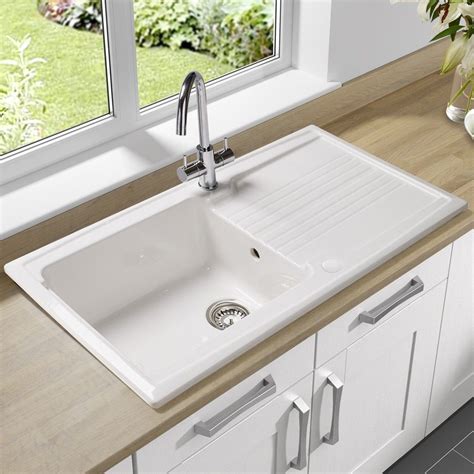 White Porcelain Kitchen Sink With Drainboard Kitchen Ideas