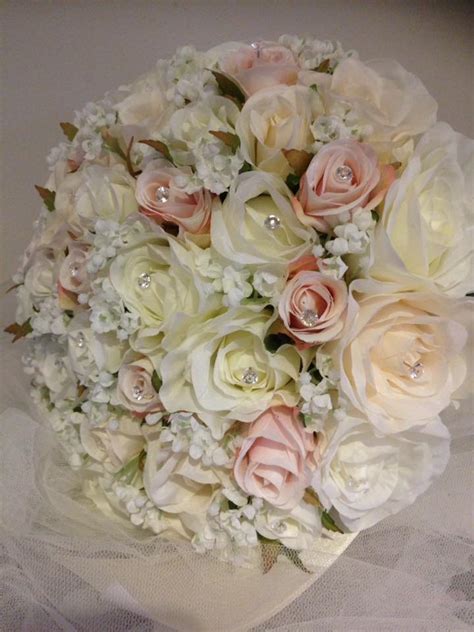 Ivory And Light Pink Vintage With Gyp And Diamonds Wedding Roses Flowers