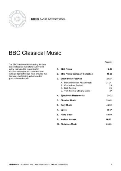 BBC Classical Music Catalogue BBC Radio International
