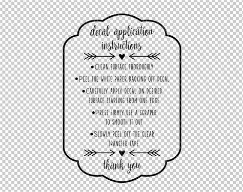 Decal Application Instructions Svg Care Card Svg Decal Etsy India