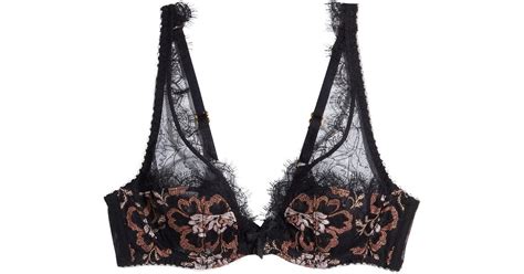 Agent Provocateur Carli Metallic Embroidered Leavers Lace Underwired Bra In Black Lyst