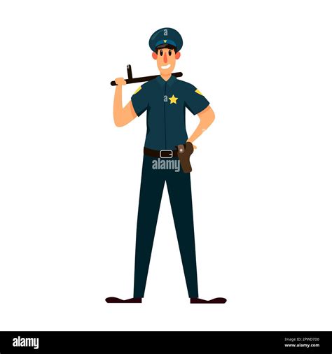 Policeman Character To Keep Order Vector Illustration Of Patrol