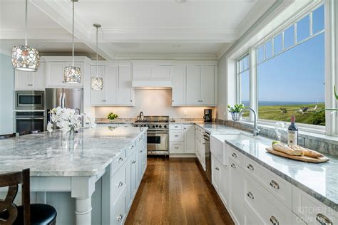 Discover inspiration for your coastal white kitchen remodel or upgrade with ideas for storage, organization, layout and decor. White Coastal Kitchen in Branford, CT | The Kitchen Company