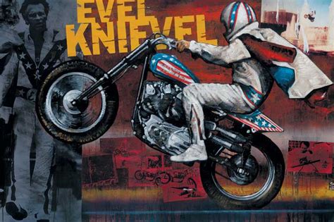 Evel Knievel By Stephen Holland Art Print Signed By The Dare Devil Himself