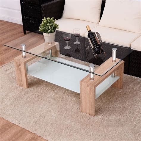 A glass top coffee table is an easy way to create a trendy look. Shop Costway Rectangular Tempered Glass Coffee Table w ...