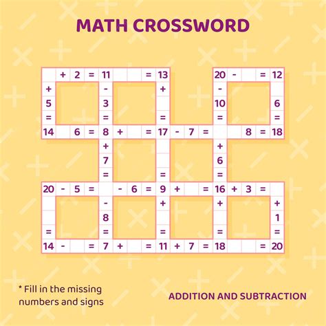 Premium Vector | Math Crossword puzzle for kids. Addition and