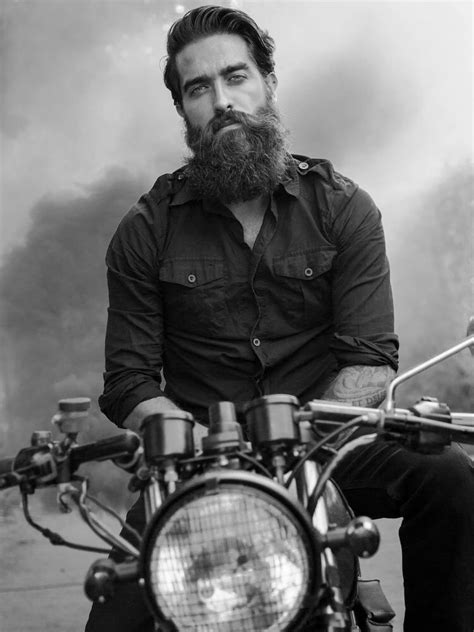 Meekay Biker Photoshoot Beard Envy Rocker Look Beard Model Biker