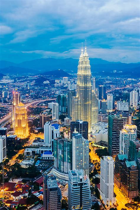 Asia Malaysia Selangor State Kuala Lumpur Elevated View Of Iconic