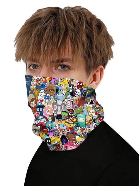 Face Cover Mouth Cover Bandanas Seamless Anime Print Tube Headwear