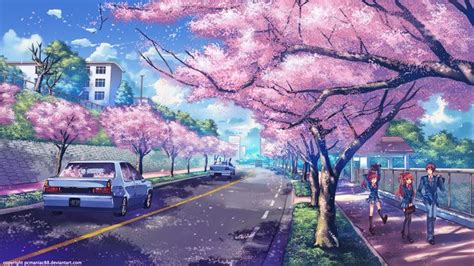 After School Sakura Tokyo Otaku Mode β Anime Background Anime