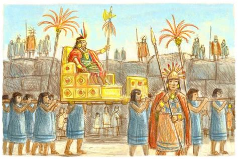 Inca Atahuelpa Carried On A Litter Inca Art Painting