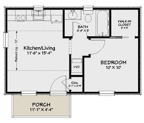 400 Sq Ft House Plans 2 Bedrooms Cottage Style House Plan 1 Beds 1