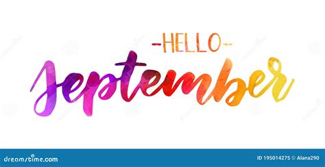 Hello September Lettering Stock Vector Illustration Of Abstract