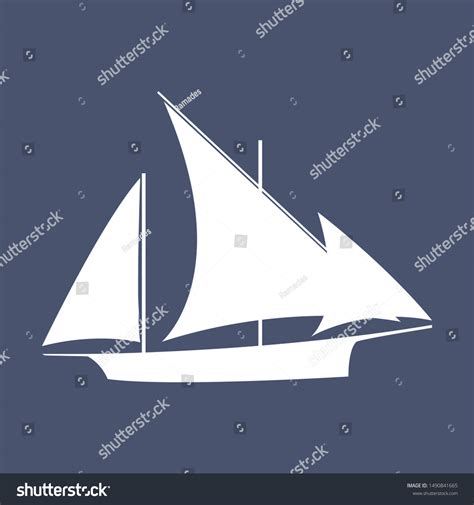 Sailboat Sea Simple Sailboat Silhouette Stock Vector Royalty Free