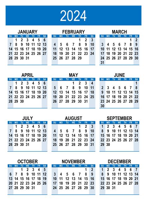 Yearly Calendar 2024 Free Calendarsu