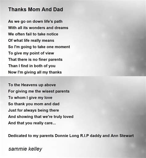 Thank You Mom And Dad Poem