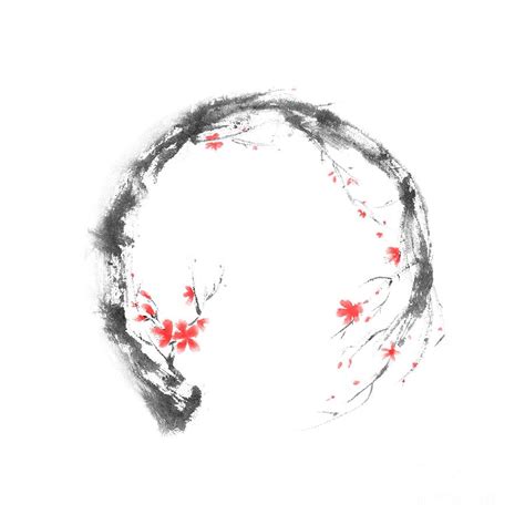 Artistic Design Of The Enso Circle In The Shape Of A Blossoming Sakura