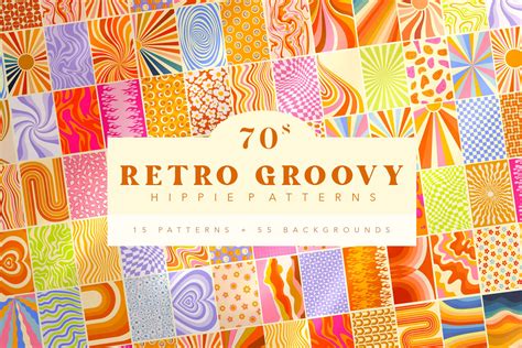 70 Retro Groovy Hippie Patterns Design Cuts