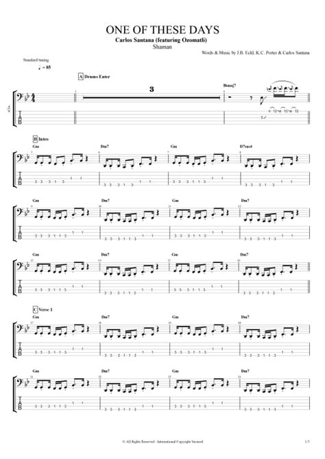 One Of These Days Tab By Santana Guitar Pro Full Score Mysongbook