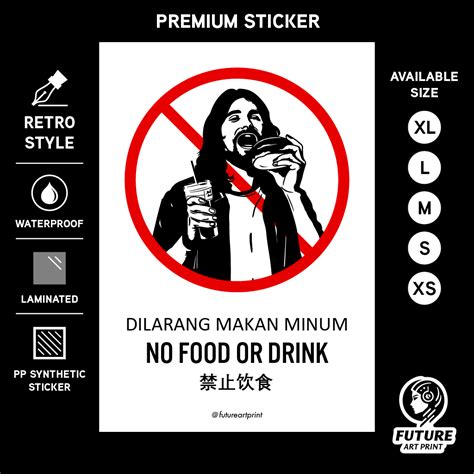 No Food Or Drink Dilarang Makan Minum Premium Sticker Sign