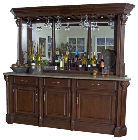 These back bar cabinets are made of stable durable materials that support the storage of clothes. American Heritage Bella Back Bar with Hutch in Mojave ...