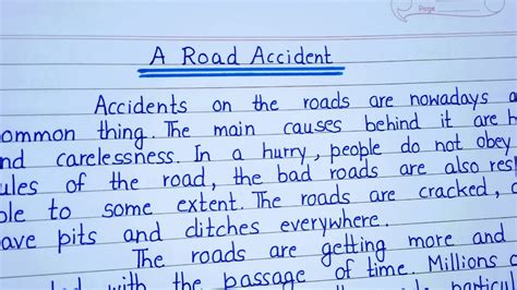 Essay On A Road Accident In English Paragraph On A Road Accident In English Extension Com