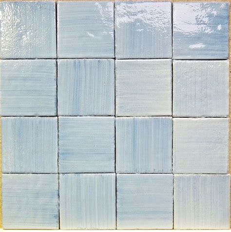 Azure Blue Hand Made Hand Dragged French Wall Tiles 11x11cm Sample