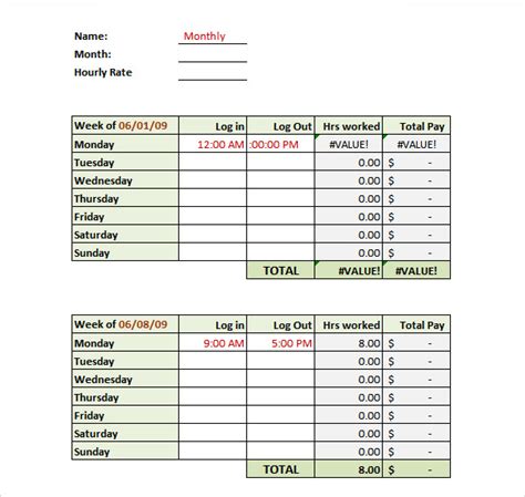 Creating A Timesheet In Excel