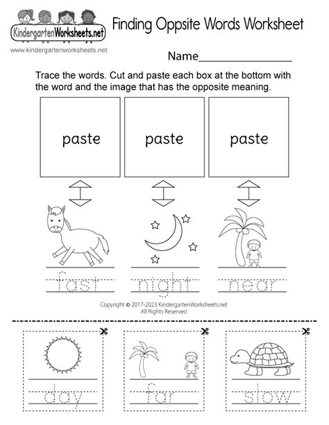 Finding Opposite Words Worksheet Free Kindergarten English Worksheet