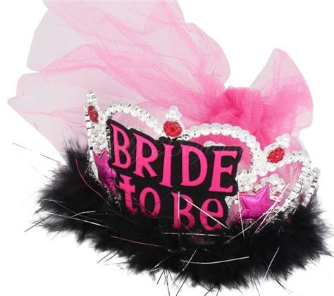 Bride To Be Tiara Crown With Veil Black And Hot Pink Misty Daydream