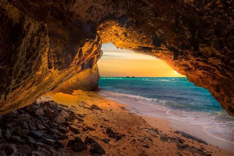 Landscape Nature Cave Beach Sea Sunset Sand Island