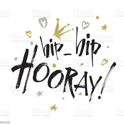 Hip Hip Hooray Modern Calligraphy Text Handwritten Brushed Lettering