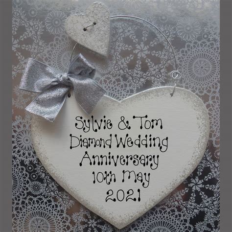 Personalised Diamond Wedding Anniversary Sign By Country Heart