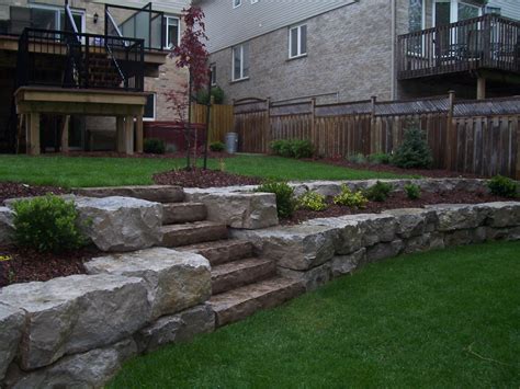 Base the amount you mix on how deep your lawn depressions are and how large the yard you're leveling is. Backyard multi-level stone wall and flowerbeds feature ...