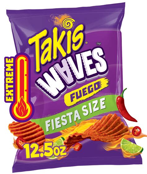 Takis Fuego Waves 125 Oz Fiesta Size Bag Hot Chili Pepper And Lime Wavy