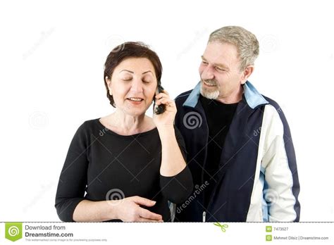 Wife On The Phone While Husband Waiting Royalty Free Stock