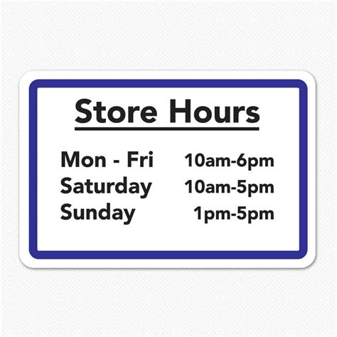 Business Hours Sign | Custom Store Hours Sign