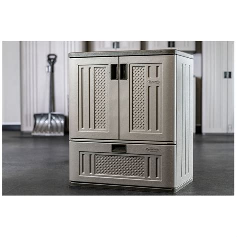 SUNCAST Plastic Storage Cabinet: 30 in x 20 in x 36 in, Solid, Frame