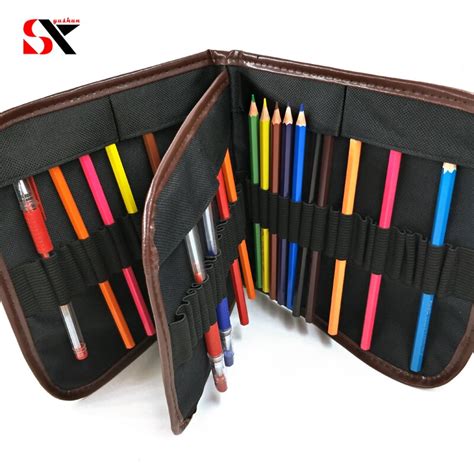72 Holes Folded Canvas School Pencils Case Professional Colored Pencil
