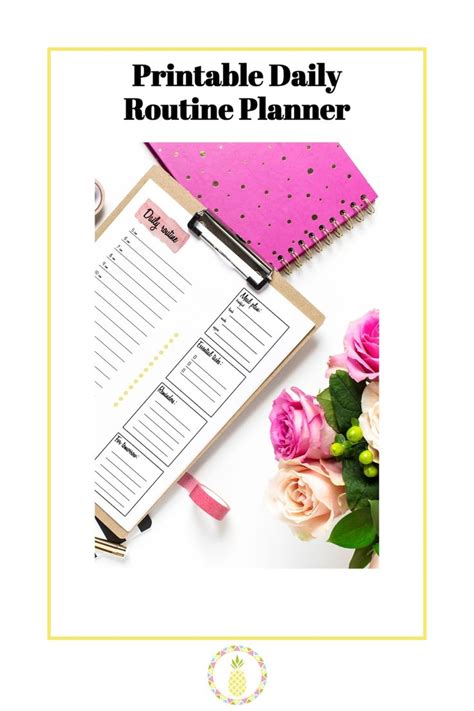The Printable Daily Routine Planner With Pink Flowers