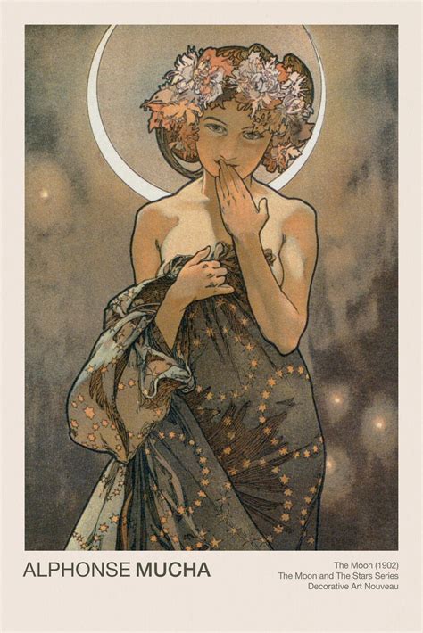 The Moon Celestial Art Nouveau Beautiful Female Portrait Alphonse