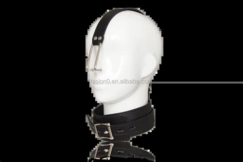 Black Leather High Quality Choker Protect Neck Collar With Nose Hook Bdsm Sex Toy In One Piece