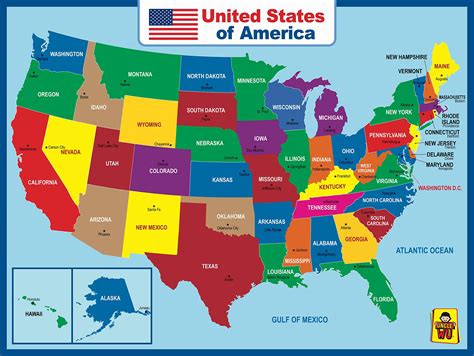 Usa Wall Map And World Map For Kids Wall Poster Countries States