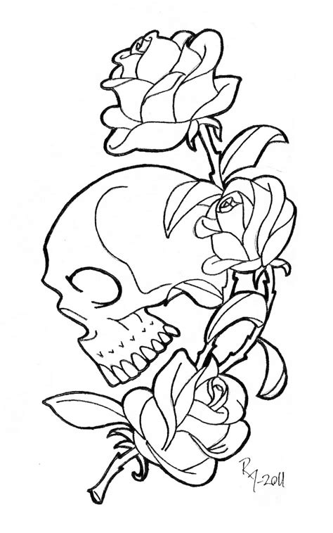 Skull And Roses Coloring Pages At Free Printable