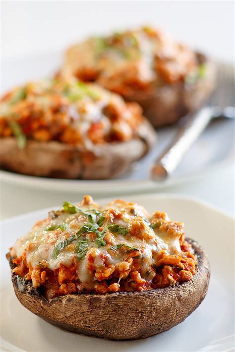 Turkey Stuffed Portobello Mushrooms W Marinara Low Carb Gluten Free