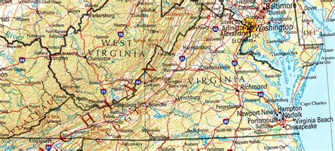 Mapa Físico De Virginia Tamaño Completo Ex
