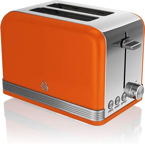 Swan St On Retro Double Slice Toaster W Orange Stainless Steel Litre Amazon De Home