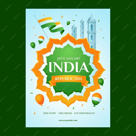 Free Vector India Republic Day Celebration Vertical Poster Template