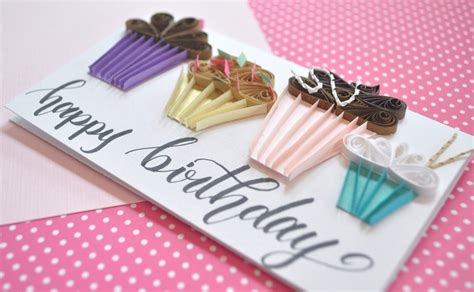 Happy Birthday Quilling Card Cupcake Design For Little Girls Etsy